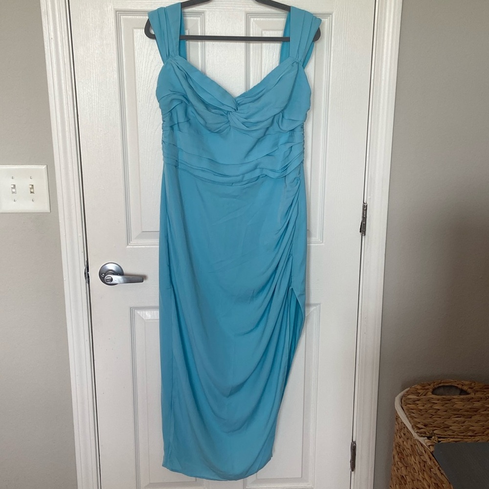 NWT Abercrombie & Fitch Greek Goddess Ocean Blue Dress LT
